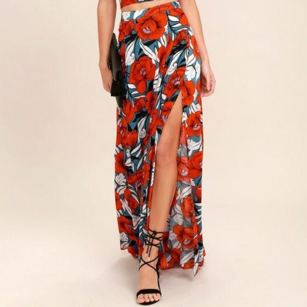 Lulus Back To Your Roots Floral Print Maxi Skirt